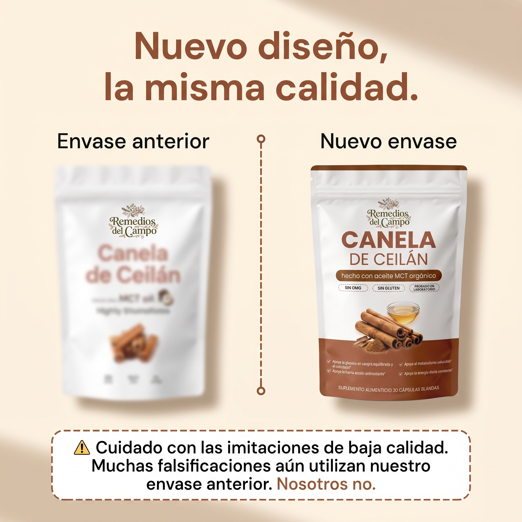 Canela de Ceilán equivalente a 7200 mg con aceite MCT